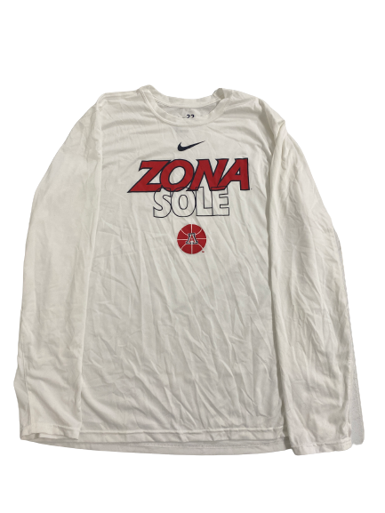 Jordan Mains Arizona Basketball Team-Issued Team-Issued "ZONA SOLE" Pre-Game Warm-Up Long Sleeve Shirt (Size XL)
