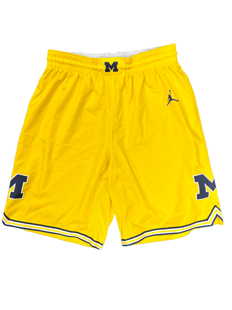 Tray Jackson Michigan Basketball 2023-2024 Game Worn Maize Shorts (Size 36)
