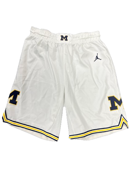 Tray Jackson Michigan Basketball 2023-2024 Game Worn White Shorts (Size 36)