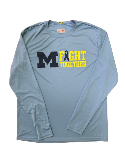 Tray Jackson Michigan Basketball Player Exclusive "Prostate Cancer Awareness Night" Pre-Game Warm-Up Long Sleeve Shirt with 