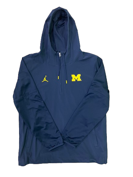 Tray Jackson Michigan Basketball Team Issued Quarter-Zip Hoodie (Size L)