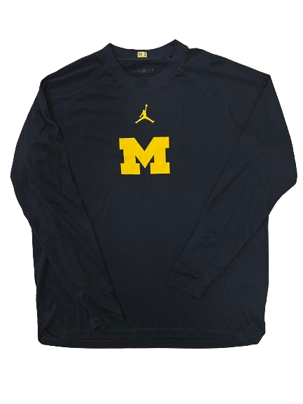 Tray Jackson Michigan Basketball Player Exclusive *RARE BLACK* Pre-Game Warm-Up Long Sleeve Shirt with 