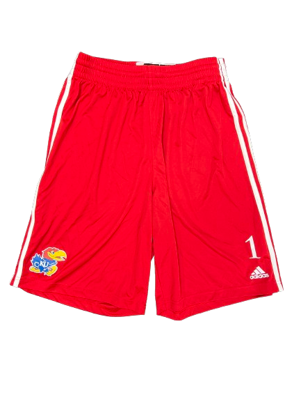 Devon Dotson Kansas Basketball Player Exclusive Workout Shorts with 