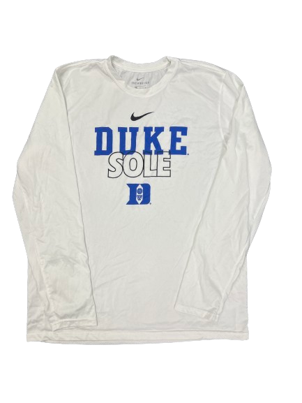 Jaden Schutt Duke Basketball Team Issued "DUKE SOLE" NCAA Tournament Long Sleeve Bench Shirt (Size L)