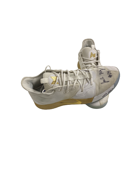 Jack Nunge Xavier Basketball Signed And Inscribed Game-Worn Shoes - Paul George "NASA" Edition (Size 16)