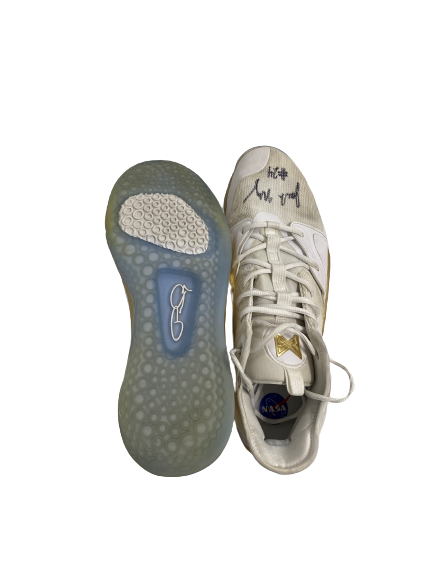 Jack Nunge Xavier Basketball Signed And Inscribed Game-Worn Shoes - Paul George "NASA" Edition (Size 16)