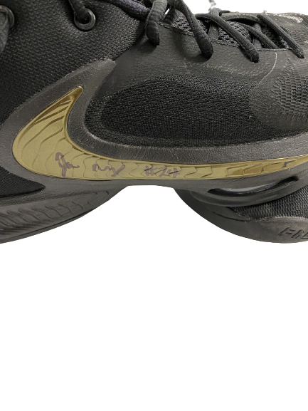Jack Nunge Xavier Basketball Signed And Inscribed Game-Worn Shoes - Giannis Black & Gold (Size 16)