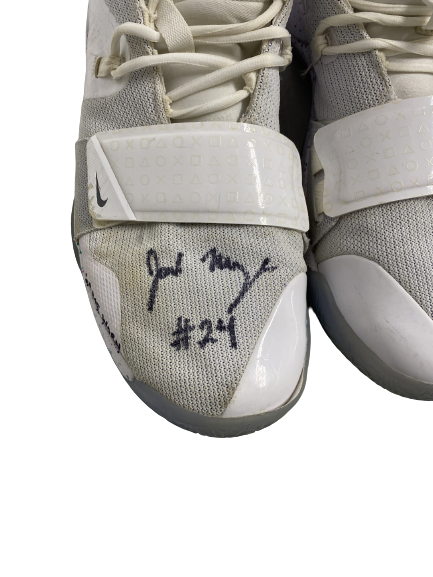 Jack Nunge Xavier Basketball Signed And Inscribed Game-Worn Shoes (Size 16)