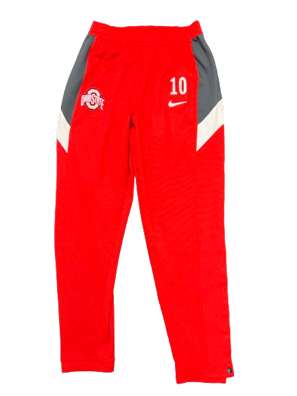 Justin Ahrens Ohio State Basketball Player-Exclusive Pre-Game Warm-Up Snap-Off Sweatpants With 