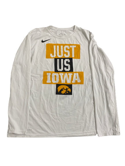 Jack Nunge Iowa Basketball Team-Issued "JUST US IOWA" Long Sleeve Shirt (Size XXL)