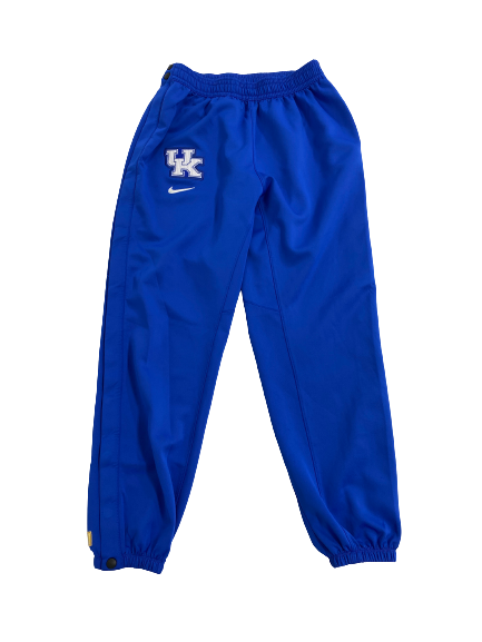 CJ Fredrick Kentucky Basketball Player-Exclusive Pre-Game Warm-Up Snap-Off Sweatpants with GOLD ELITE Tag (Size L)