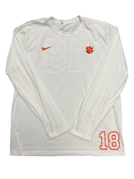Hunter Helms Clemson Football Player Exclusive Pre-Game Warm-Up Long Sleeve Shirt with 