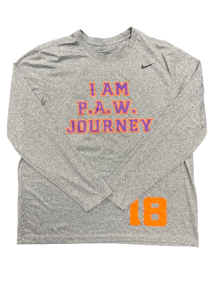 Hunter Helms Clemson Football Player Exclusive "I AM P.A.W. JOURNEY" Pre-Game Warm-Up Long Sleeve Shirt WITH 