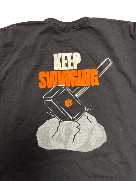 Hunter Helms Clemson Football Player Exclusive "KEEP SWINGING" T-Shirt (Size XL)