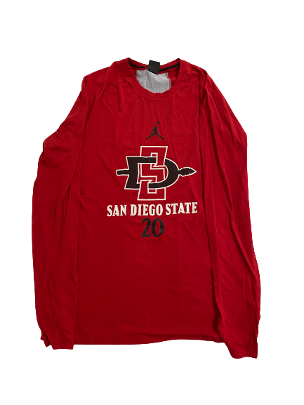 Jordan Schakel San Diego State Basketball Player-Exclusive Long Sleeve Shirt With 