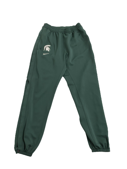 Joey Hauser Michigan State Basketball Player-Exclusive Pre-Game Warm-Up Snap-Off Sweatpants (Size XLT)