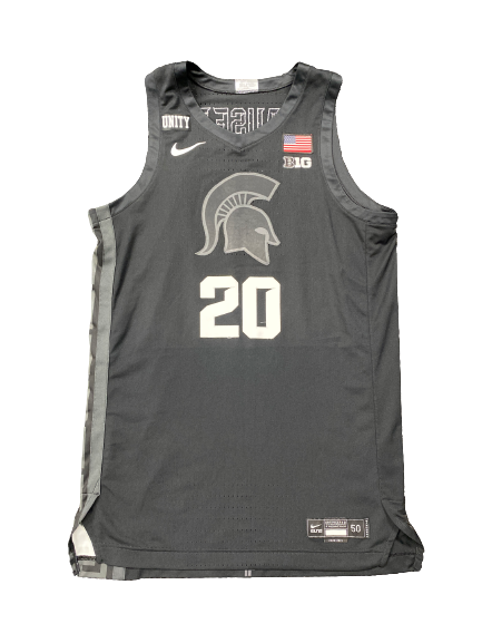 Joey Hauser Michigan State Basketball 2020-2021 Season Black Alternate Game Worn Jersey (Size 50)