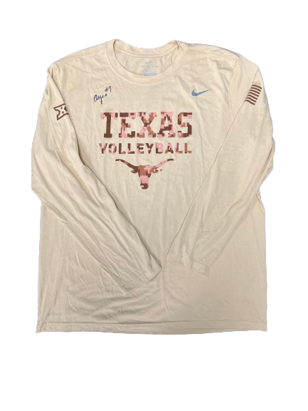 Asjia O’Neal Texas Volleyball Team Issued SIGNED Long Sleeve Shirt (Size XL)