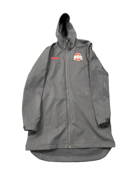 Musa Jallow Ohio State Basketball Player-Exclusive "LeBron" Long Trench Jacket With "Ohio State" On Back (Size XLT)