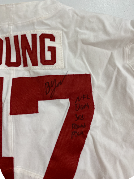 Byron Young Alabama Football SIGNED AND INSCRIBED “NFL Draft 3rd Round Pick” GAME WORN Jersey (Size 48)