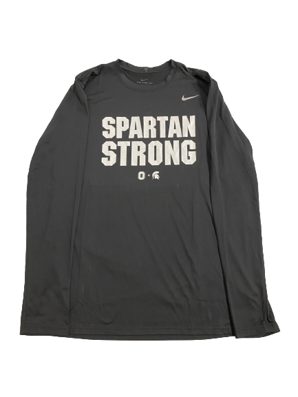 Sean McNeil Ohio State Basketball Player-Exclusive "Spartan Strong" Long Sleeve Pre-Game Warm-Up Shooting Shirt (Size LT)