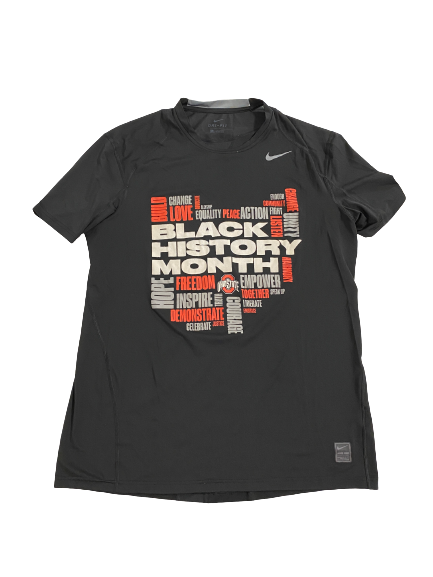 Sean McNeil Ohio State Basketball Player-Exclusive "Black History Month" Fitted Compression Shirt (Size L)