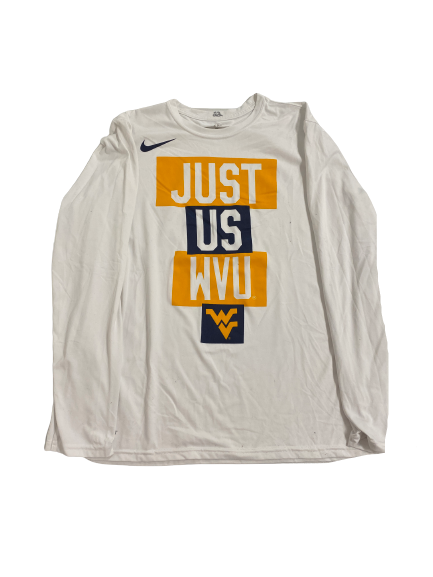 Sean McNeil West Virginia Basketball Team-Issued "JUST US WVU" Long Sleeve Shirt (Size L)