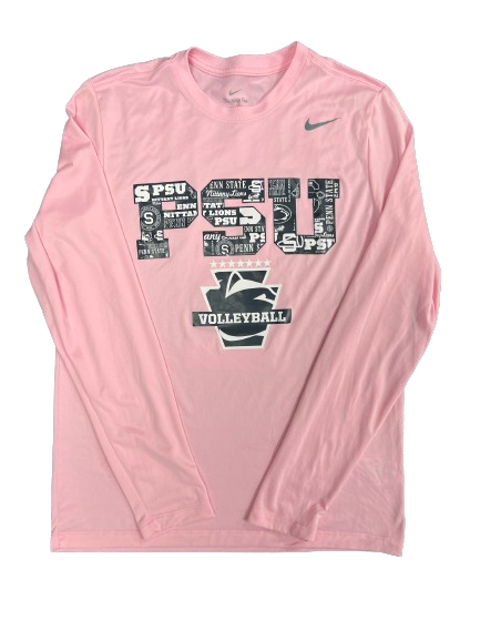 Maddy Bilinovic Penn State Volleyball Player Exclusive PINK Pre-Game Warm-Up Long Sleeve Shirt with Name & 