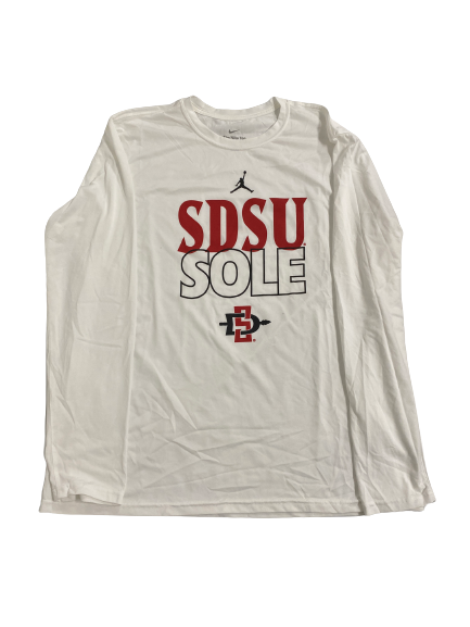 Nathan Mensah San Diego State Basketball Team-Issued "SDSU SOLE" Pre-Game Warm-Up "Jordan" Long Sleeve Shirt (Size XL)