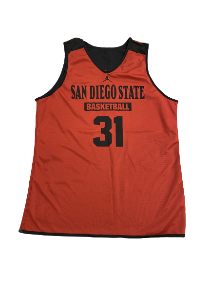 Nathan Mensah San Diego State Basketball Player-Exclusive "Jordan" Reversible Practice Jersey (Size L)