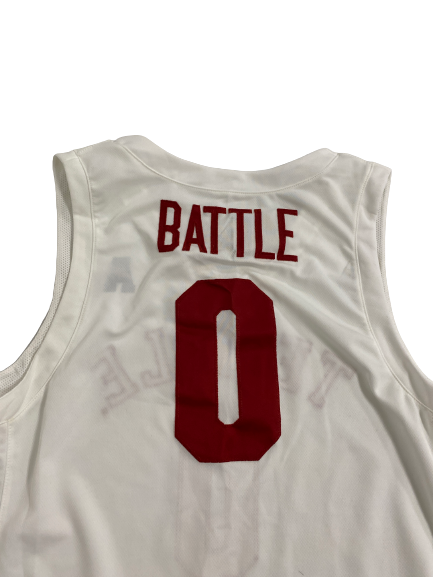 Khalif Battle Temple Basketball GAME WORN Jersey (Size L)