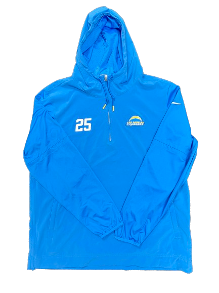 Joshua Kelley Los Angeles Chargers Player Exclusive Pre-Game Warm-Up Quarter-Zip Windbreaker Jacket with Number 