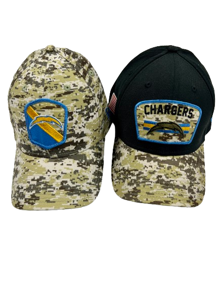 Joshua Kelley Los Angeles Chargers Team Issued Set of (2) "Salute To Service" Hats