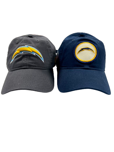 Joshua Kelley Los Angeles Chargers Team Issued Set of (2) Adjustable Hats - NEW