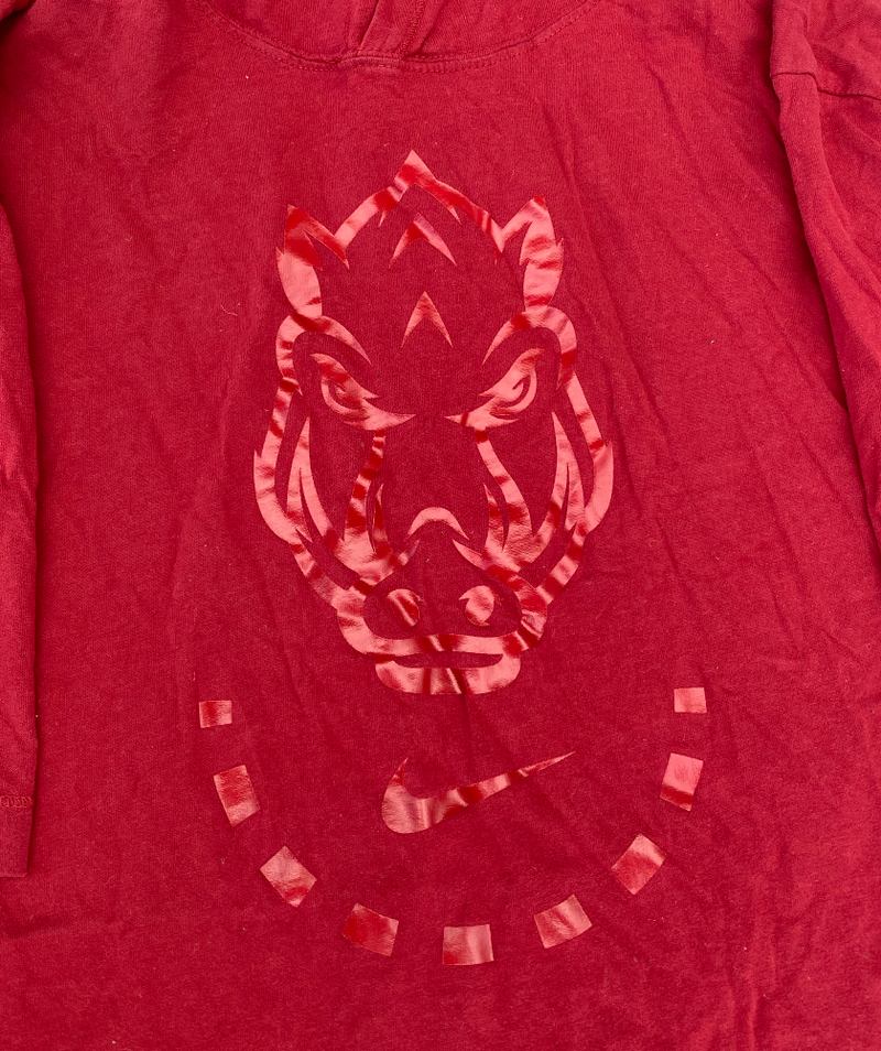 Arkansas Basketball Player Exclusive Pre-Game Warm-Up Short Sleeve Hoodie (Size XL)