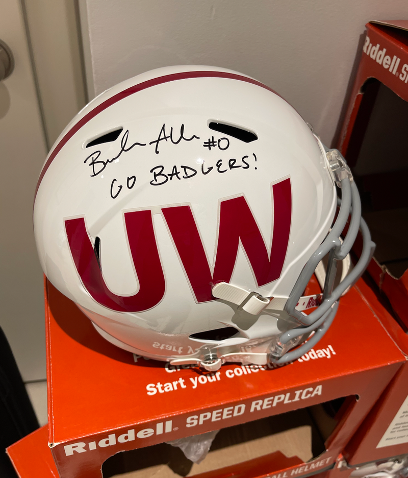 Braelon Allen SIGNED Wisconsin Football Full Size Riddell Speed Replica Helmet with "GO BADGERS!" Inscription