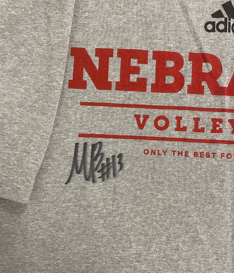 Merritt Beason Nebraska Volleyball SIGNED Player Exclusive Practice Shirt (Size L)