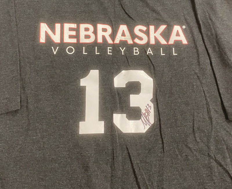 Merritt Beason Nebraska Volleyball SIGNED Player Exclusive Shirt with Number on Front & Back (Size XL)