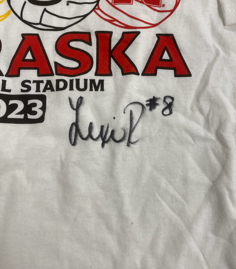 Lexi Rodriguez Nebraska Volleyball SIGNED "Memorial Stadium 2023 Volleyball Day In Nebraska" T-Shirt (Size M)