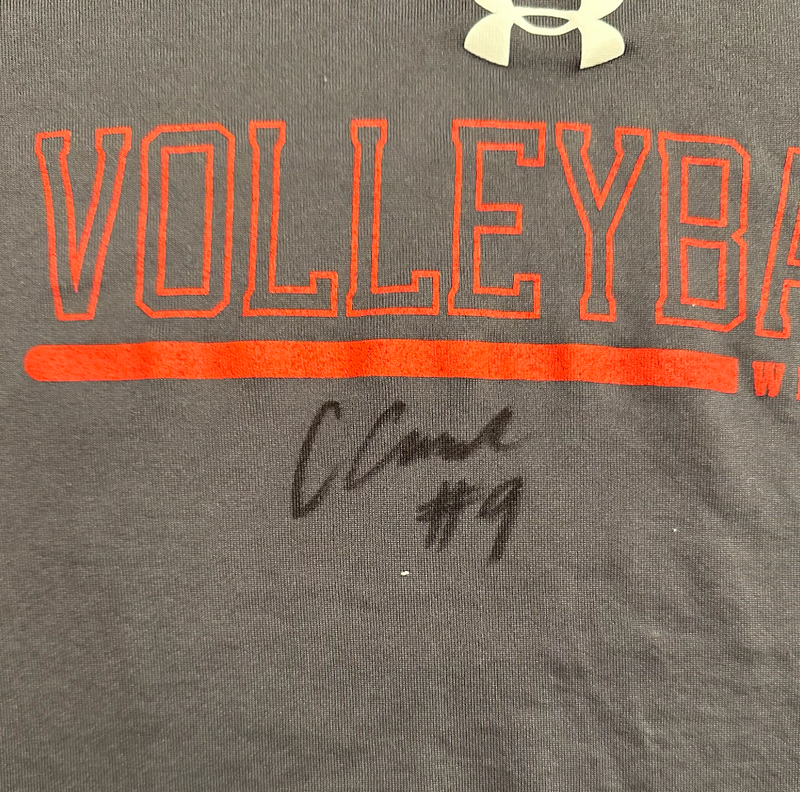 CC Crawford Wisconsin Volleyball SIGNED Player Exclusive Workout Shirt (Size M)