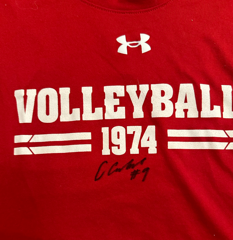 CC Crawford Wisconsin Volleyball SIGNED Player Exclusive Practice Shirt with 
