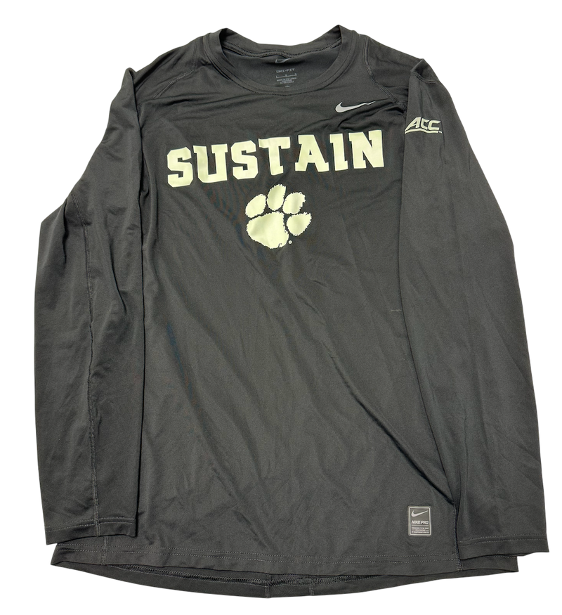 Myles Foster Clemson Basketball Player Exclusive "SUSTAIN" Long Sleeve Shirt with "ACC" Logo on Sleeve (Size L)