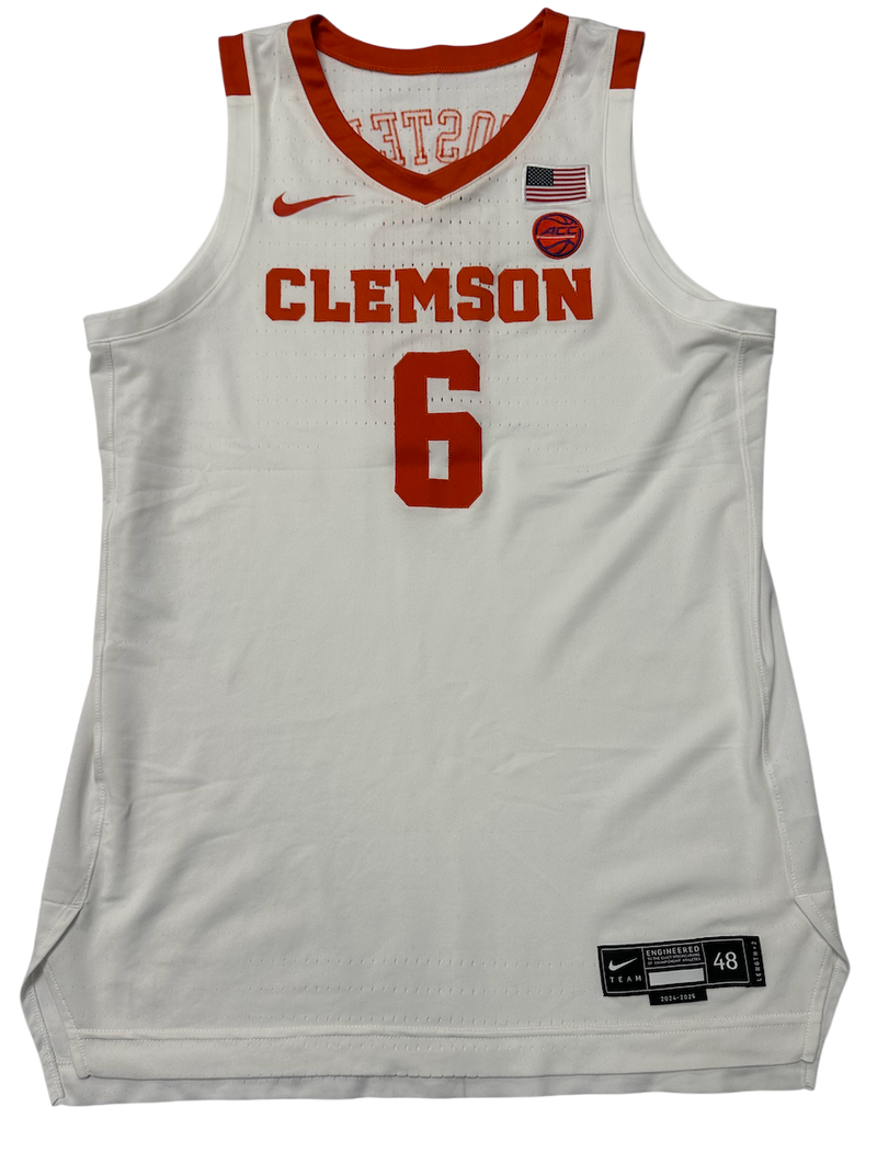 Myles Foster Clemson Basketball 2024-2025 Game Worn Jersey (Size 48)
