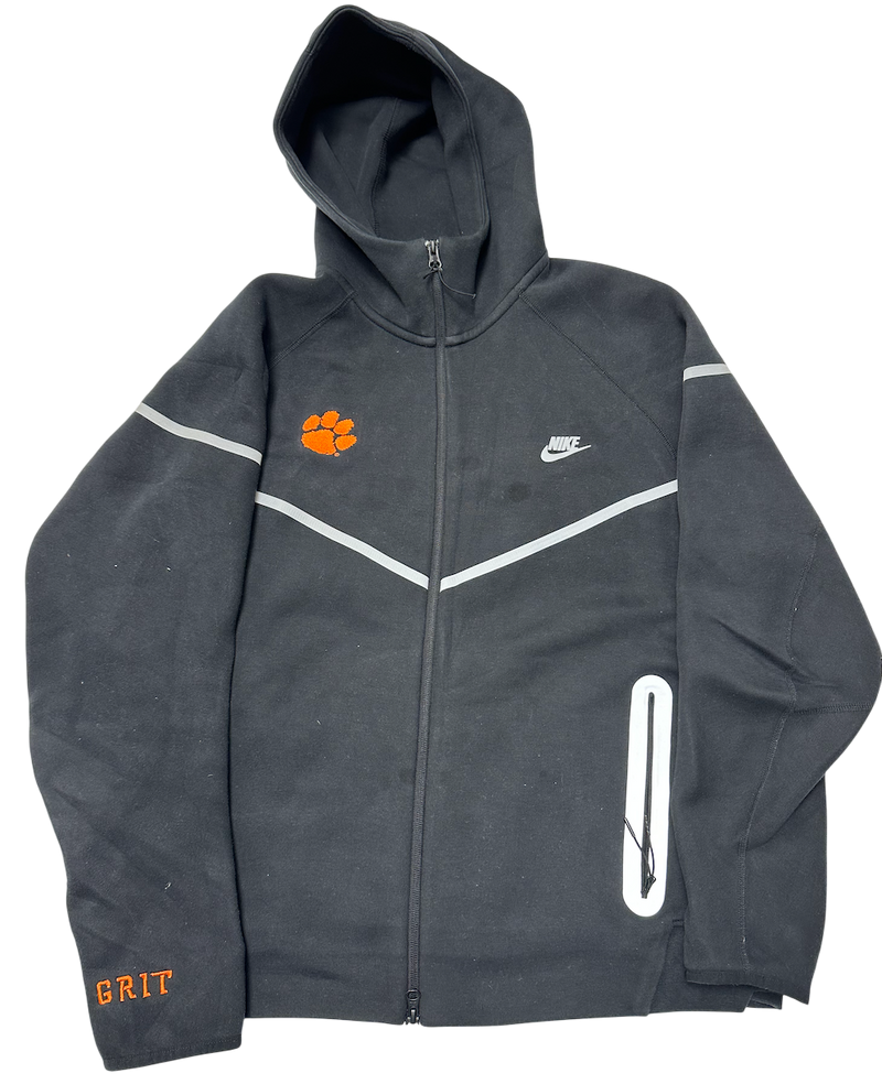 Myles Foster Clemson Basketball Player Exclusive Nike tech Fleece Jacket with "GRIT" on Sleeve (Size XL)