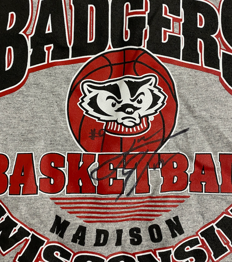 John Tonje Wisconsin Basketball SIGNED Team Issued T-Shirt (Size XL)