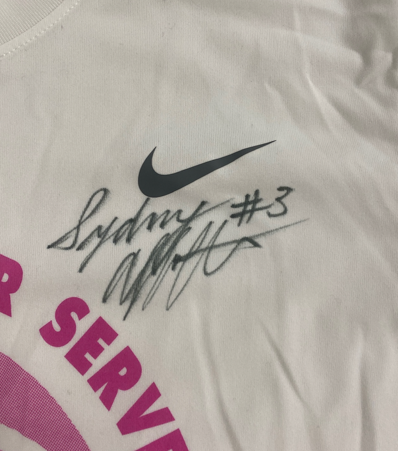 Sydney Affolter Iowa Basketball SIGNED Exclusive "Play 4 Kay" Breast Cancer Awareness Pre-Game Warm-Up Shirt with Player Tag (Size Women&
