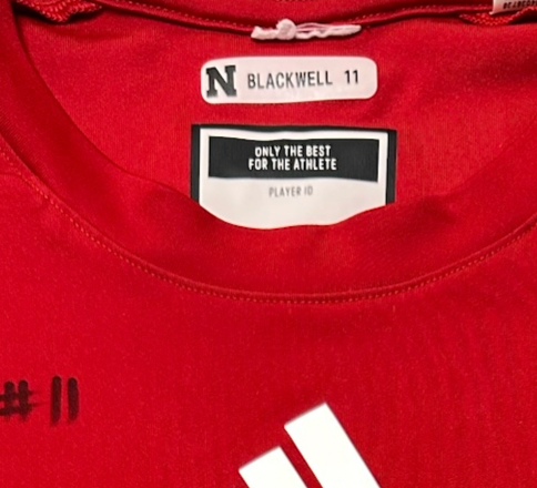 Leyla Blackwell Nebraska Volleyball SIGNED Player Exclusive Pre-Game Warm-Up Long Sleeve Shirt with Player Tag (Size L)