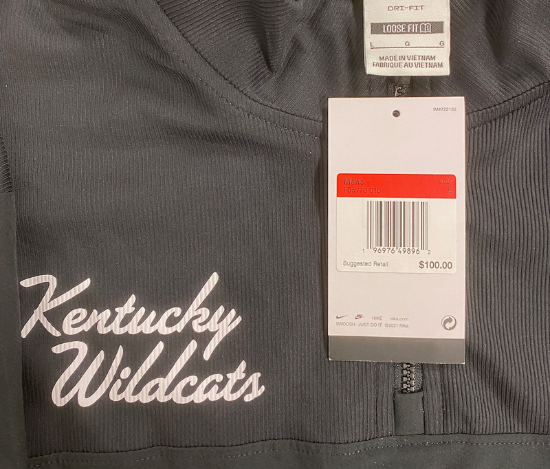 Kentucky Basketball Team Exclusive "NIKE GOLF" Quarter-Zip Pullover (Size L) - New with $100 Tag