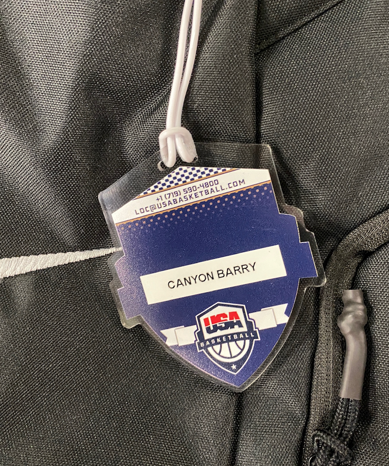 Canyon Barry Team USA Olympics Basketball Player Exclusive Travel Backpack with 50th Anniversary Player Travel Tag