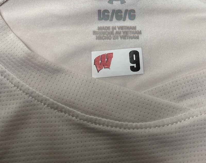 CC Crawford Wisconsin Volleyball SIGNED Team Issued Workout Shirt with Player Tag (Size L)